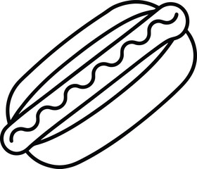 Classic Hot Dog Line Art Minimalist Black Outline Design for Independence Day