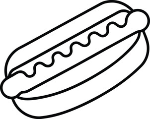Classic Hot Dog Line Art Minimalist Black Outline Design for Independence Day