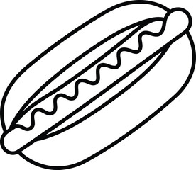 Classic Hot Dog Line Art Minimalist Black Outline Design for Independence Day