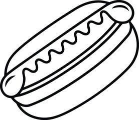 Classic Hot Dog Line Art Minimalist Black Outline Design for Independence Day