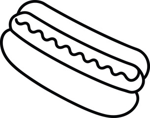 Classic Hot Dog Line Art Minimalist Black Outline Design for Independence Day