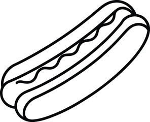 Classic Hot Dog Line Art Minimalist Black Outline Design for Independence Day