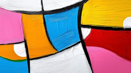 Vibrant Abstract Painting with Geometric Shapes and Bold Colors