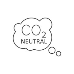 CO2 neutral cloud bubble line sticker vector icon	