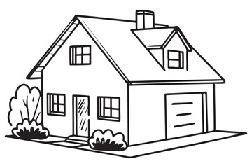 Charming Small House Illustration
Simple Black and White Clipart Home
Cozy Cottage Drawing for Design Projects