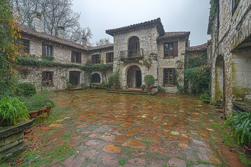 Old stone house courtyard