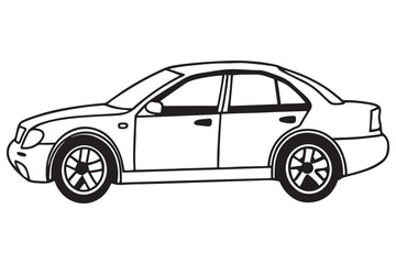 Classic Sports Car Clipart Design
Black and White Vehicle Outline Drawing
Retro Coupe Illustration for Auto Projects