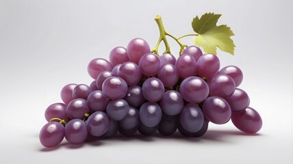 Fototapeta premium Crisp 3D Grapes Cluster on White