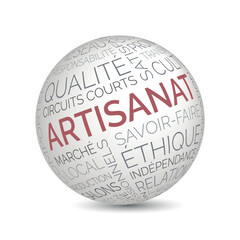 French craftsmanship concept sphere with ethical and local market keywords