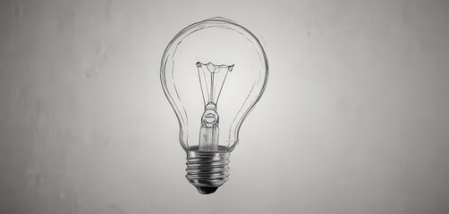 Sketchy hand-drawn light bulb, invention concept, doodle style, monochrome, design
