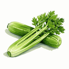 Pale Ribs & Watercolor Flow celery isolated vector illustration svg