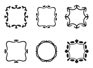  A collection of elegant decorative frames in various shapes and designs, drawn in black-and-white style, perfect for adding a vintage or artistic touch to digital or print projects.