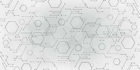 Abstract white bright technology hexagonal background. Connection structure. modern Vector