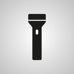 Minimalist black flashlight icon on a gradient background, perfect for mobile apps, utilities, or emergency tool concepts.