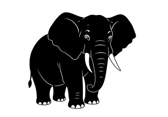 Stylized Black Animal Silhouettes with Expressive Features on White Background – Vector Art Set