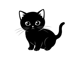 Stylized Black Animal Silhouettes with Expressive Features on White Background – Vector Art Set