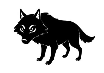 Stylized Black Animal Silhouettes with Expressive Features on White Background – Vector Art Set