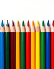 Fototapeta premium Row of Colored Pencils Isolated on White