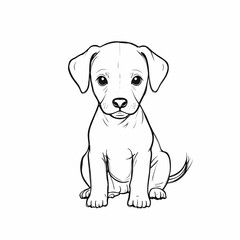 Fototapeta premium Cartoon Puppy Outline Illustration Isolated on White