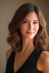 Fototapeta premium clean professional headshot with warm tone, indoor lighting, subtle facial expression