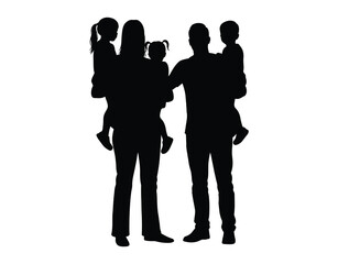 Outline of a joyful family against a white backdrop. Vector art