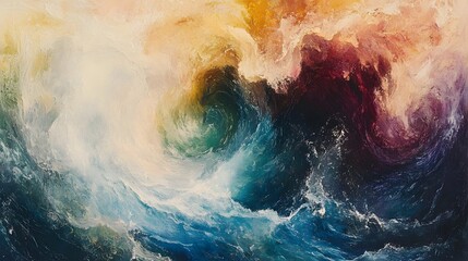 Naklejka premium Abstract Ocean Waves Painting Swirling Colors Whirlpools Sea Art