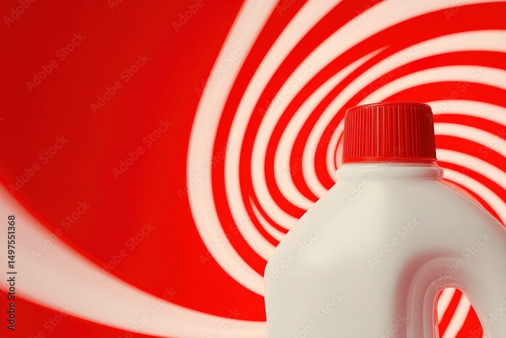 Poster milk jug with red abstract background creating a vibrant visual effect