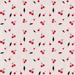 seamless pattern with red cherry 