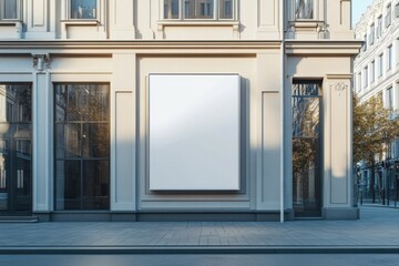 Fototapeta premium Blank billboard mockup on building on white background