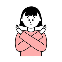 バツのポーズをする女性