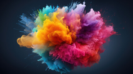 Obraz premium Circular Rainbow Powder Explosion from Center with Soft Gradient on Transparent Background