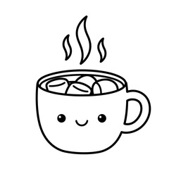 Kawaii Toddler Coloring Page Minimalist Black and White Line Arts