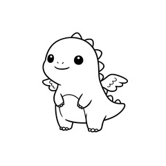 Kawaii Toddler Coloring Page Minimalist Black and White Line Arts