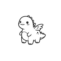 Kawaii Toddler Coloring Page Minimalist Black and White Line Arts