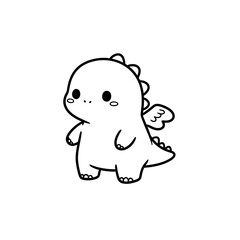 Kawaii Toddler Coloring Page Minimalist Black and White Line Arts