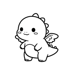 Kawaii Toddler Coloring Page Minimalist Black and White Line Arts
