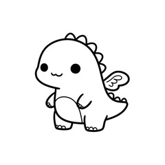 Kawaii Toddler Coloring Page Minimalist Black and White Line Arts