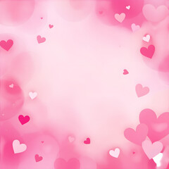 Pink and white hearts floating on a pink background with bokeh lights for a valentine's day card design isolated with white background