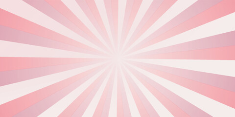 Candy color sunburst background. Abstract pink cream sunbeams design wallpaper. Colorful spinning lines for template, banner, poster, flyer. Sweet rotating cartoon swirl or whirlpool. Vector backdrop