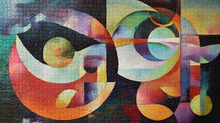 Fototapeta premium 69. Puzzle art blending geometric shapes and colors