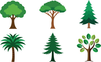 A natural collection of vector tree and leaf illustrations, perfect for spring and summer forest designs