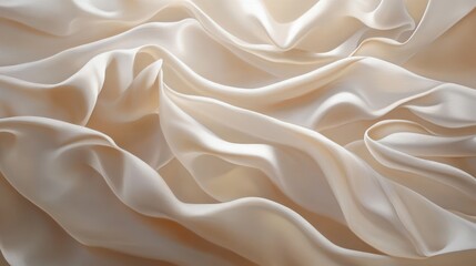 Fototapeta premium Beige satin fabric with soft and elegant folds and curves. Use for luxurious backgrounds, fashion, or design projects.