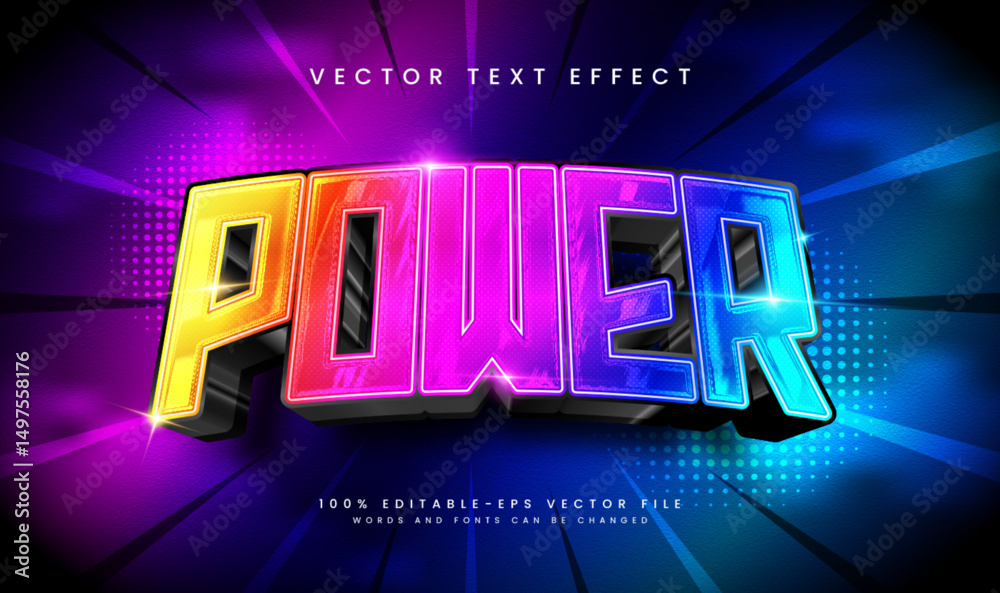 Fototapete 3d elegant powerful editable vector text effect. suitable colorful and modern cyber theme.