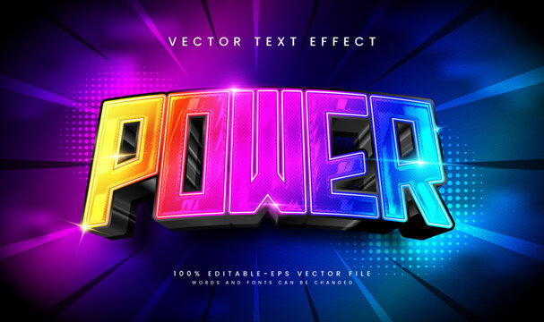 3d Elegant powerful editable vector text effect. Suitable colorful and modern cyber theme.