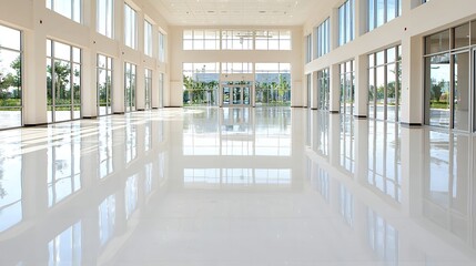 Empty Hallway with Shiny Floor