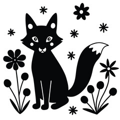 line art drawing of a cute animal character