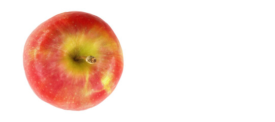 Fresh red apple resting on a clean white surface highlighting its smooth skin and vibrant colors