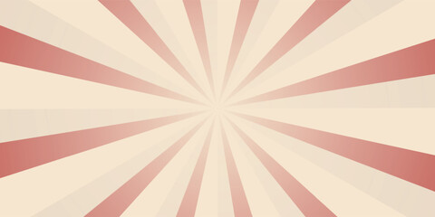 Red sunburst lines on yellow Background. Light sun rays pattern. Vintage stripes halftone radial wallpaper for poster, banner, advertising backdrop, comic or circus scene