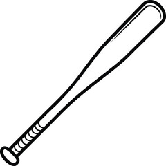 Classic Wooden Baseball Bat Line Art Clean Black Outline Minimalist Design for Patriotic Themes