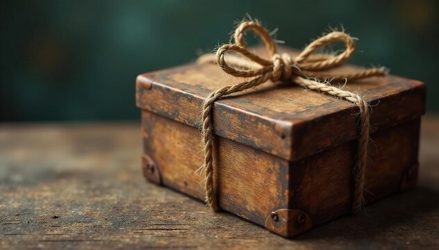 Dusty antique boxes, twine-bound, gently float , suspended, decoration, isolated